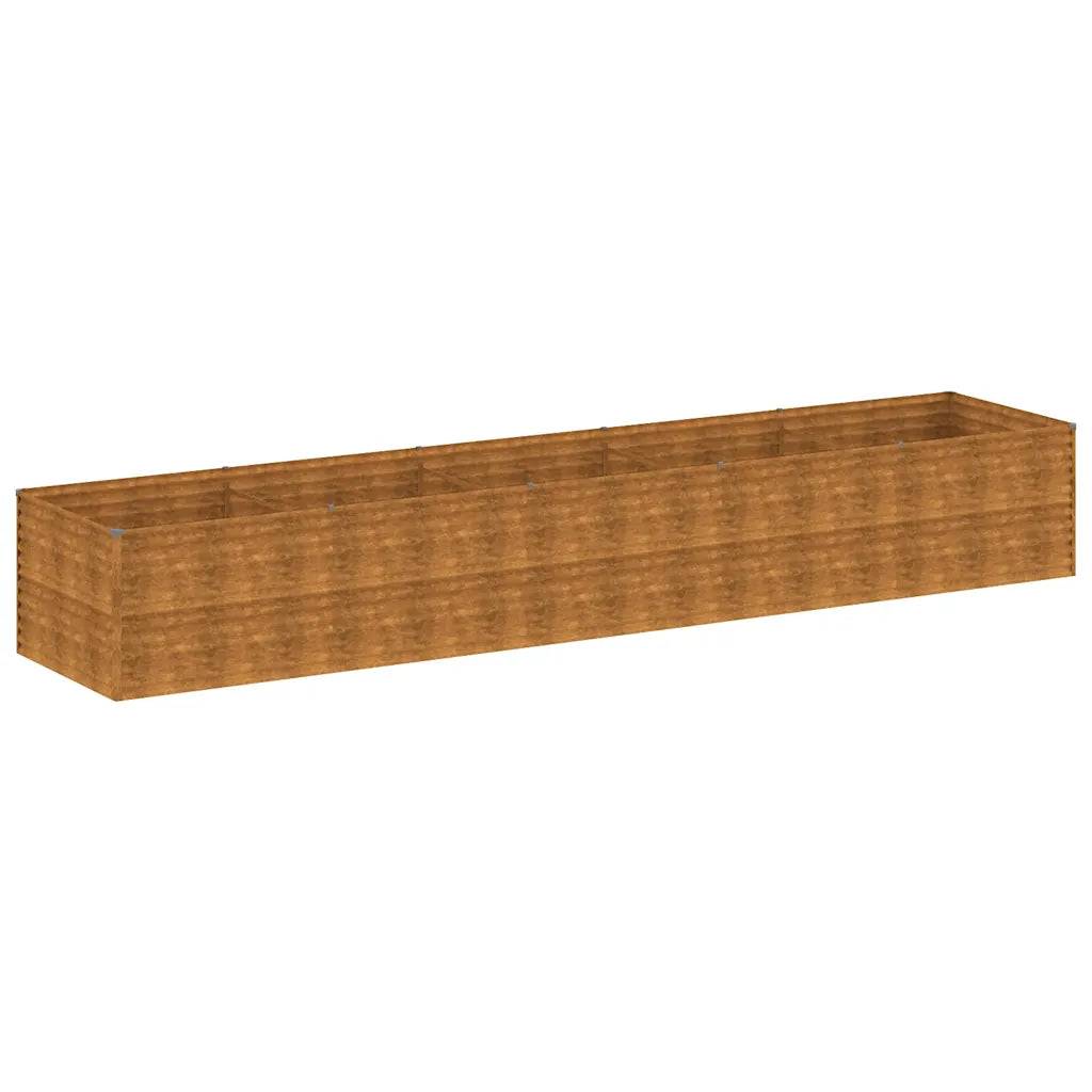 Helloshop26 - Lit surélevé de jardin design rustique décoration balcon 479 x 100 x 69 cm en acier corten marron - Image 1