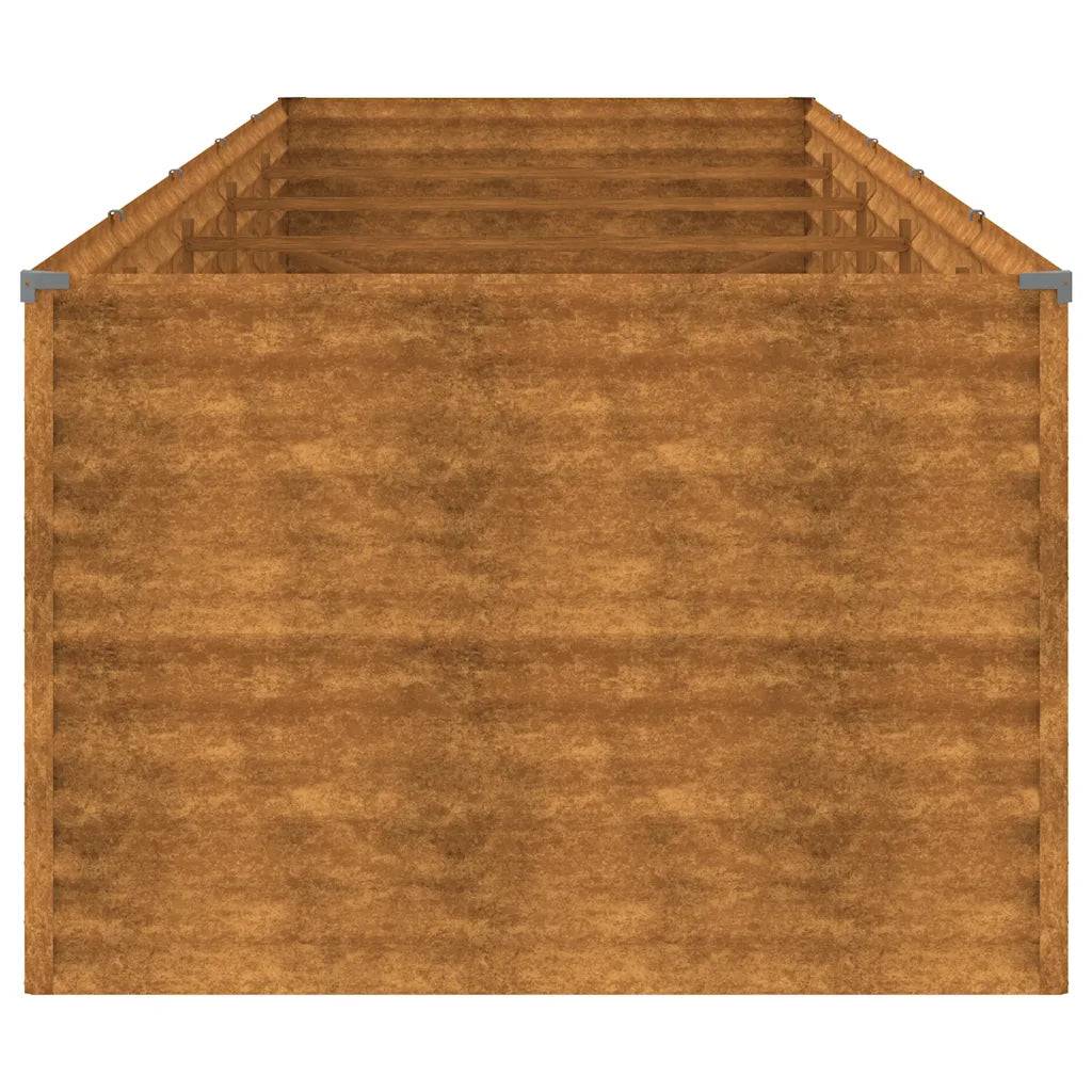 Helloshop26 - Lit surélevé de jardin design rustique décoration balcon 479 x 100 x 69 cm en acier corten marron - Image 4