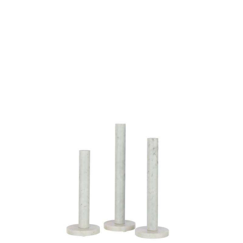 Set de 3 photophores en céramique blanche H30 à 40 cm - J-Line - Image 2