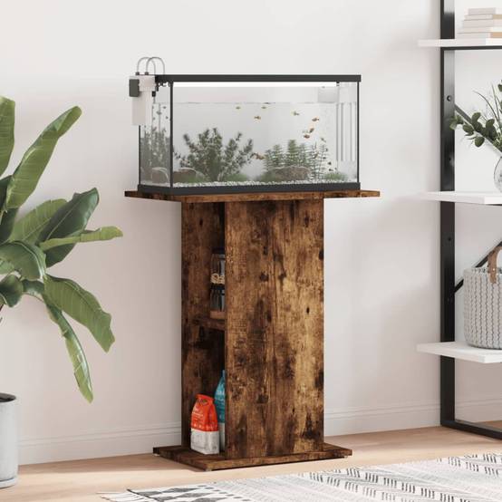 Meuble Aquarium Compact Bois avec Étagère Ouverte pour Bureau Chêne Fumé - ComfortXL Outdoor Living - Image 1
