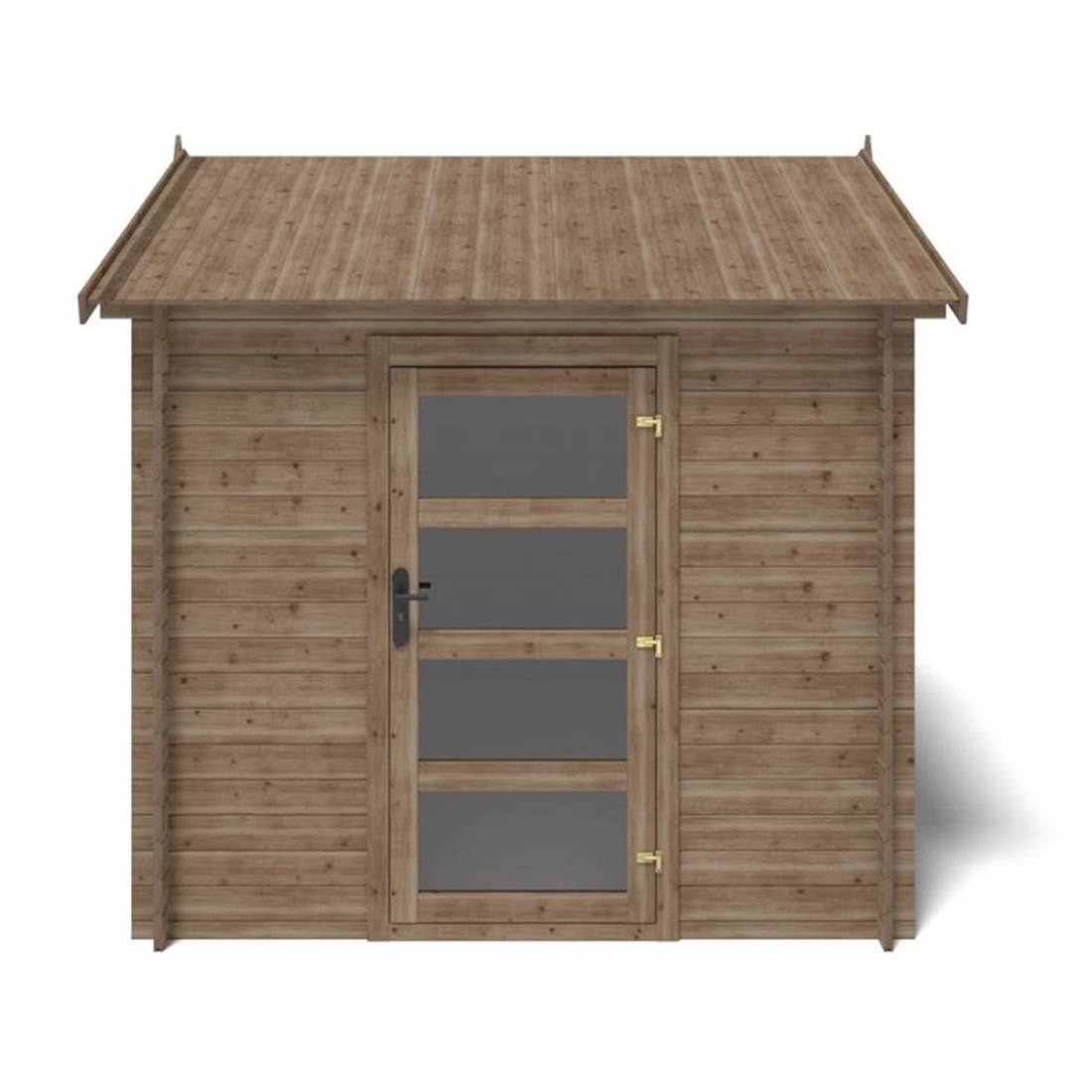 Altanka - Abri de jardin en bois - 7.5m2 - 2.5x3m - Traité - Ep. 28mm - Couleur: marron - DOM675 - ALTANKA - Image 2