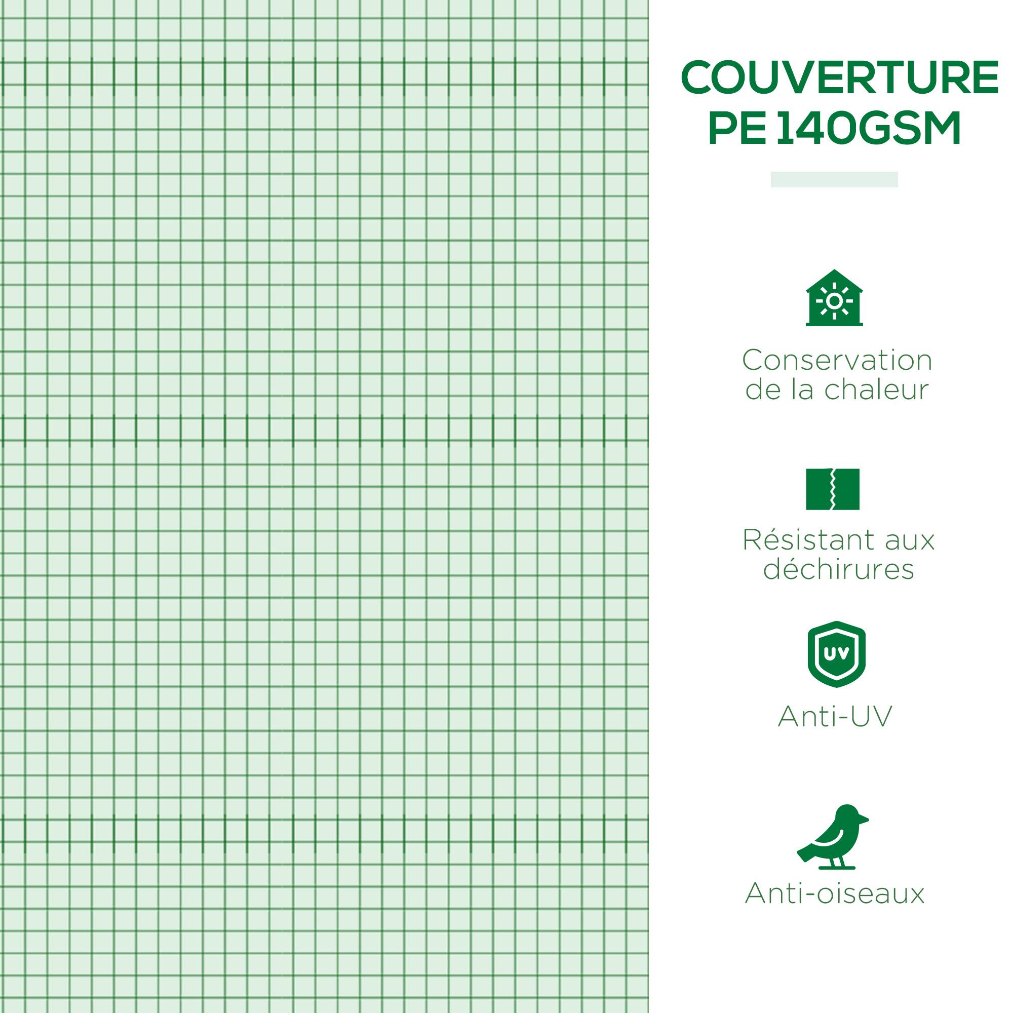 Serre de jardin tunnel basse acier petits espaces culture potager 5 fenêtres 300x80x45cm vert - ComfortXL Outdoor Living - Image 6