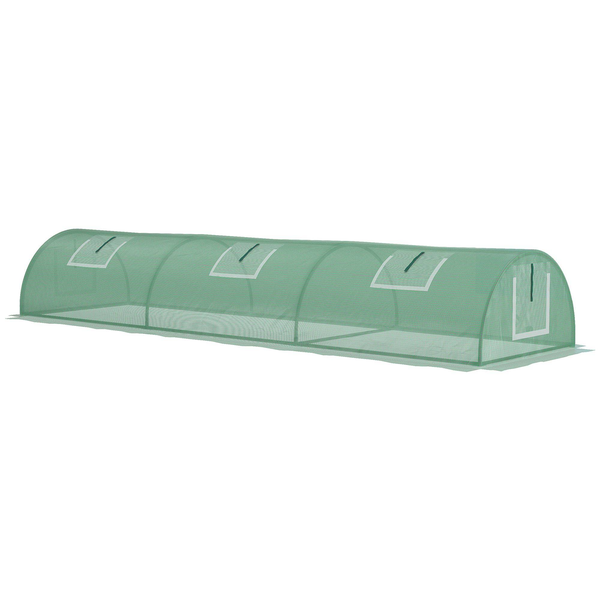 Serre de jardin tunnel basse acier petits espaces culture potager 5 fenêtres 300x80x45cm vert - ComfortXL Outdoor Living - Image 2