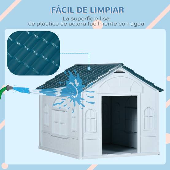 Niche pour chien avec fausse fenêtre et carrelage pour chiens moyens, 65 x 75,7 x 63 cm, bleu, vert et blanc - Image 7