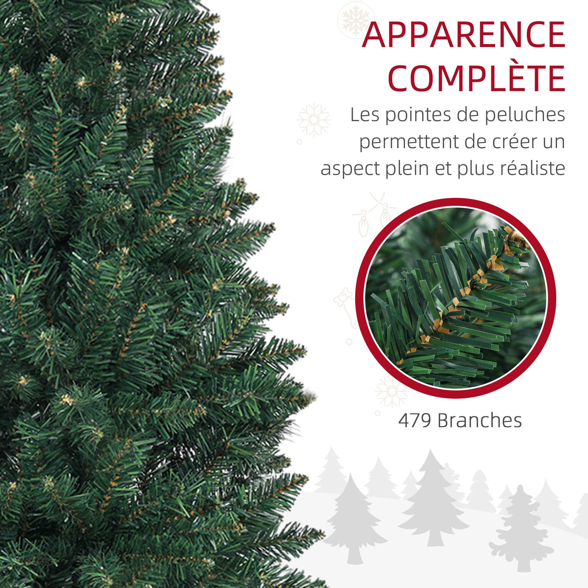 Sapin de Noël Artificiel 180 cm Arbre de Noël Slim avec support en acier pliable, 479 branches épines Vert - Image 7