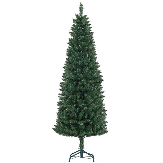 Sapin de Noël Artificiel 180 cm Arbre de Noël Slim avec support en acier pliable, 479 branches épines Vert - Image 2