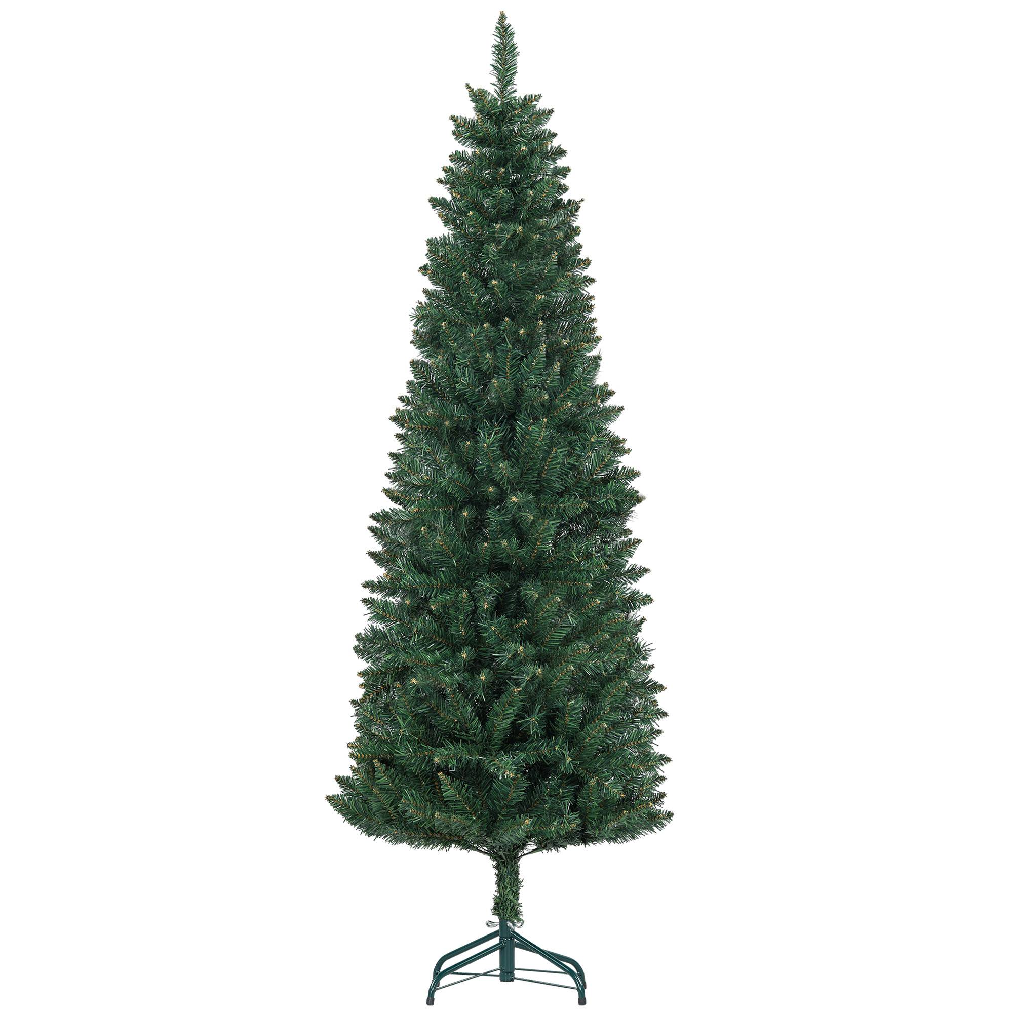 Sapin de Noël Artificiel 180 cm Arbre de Noël Slim avec support en acier pliable, 479 branches épines Vert - Image 2