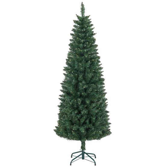 Sapin de Noël Artificiel 180 cm Arbre de Noël Slim avec support en acier pliable, 479 branches épines Vert - Image 1