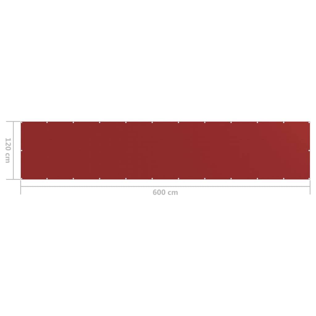 Helloshop26 - Écran de balcon brise pare vue protection confidentialité 120 x 600 cm PEHD rouge - Imagen 5