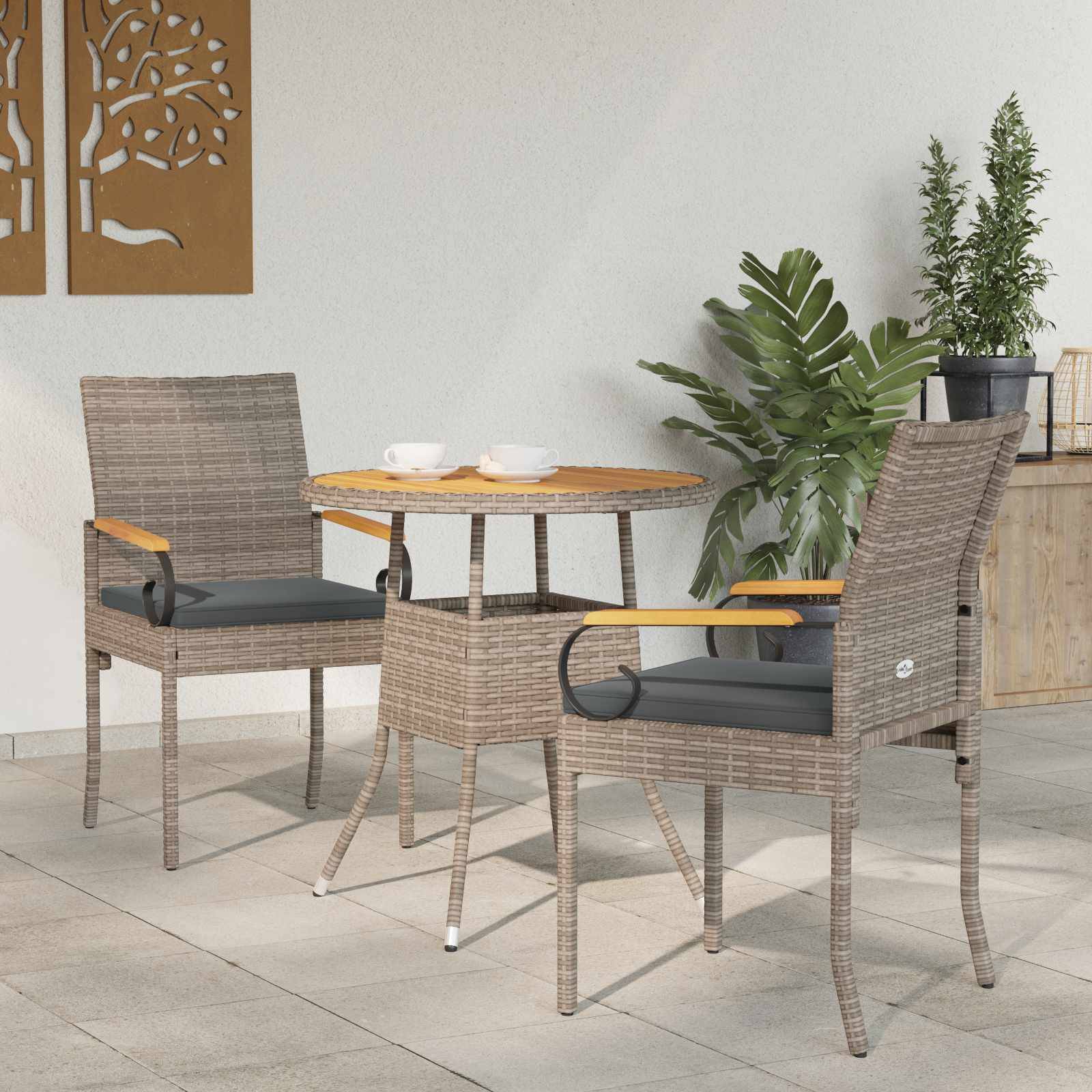 Chaises de jardin polyrotin et acier gris 59.5 x 50 x 88 cm, Poids:14.1kg - PANGIVO - Image 1