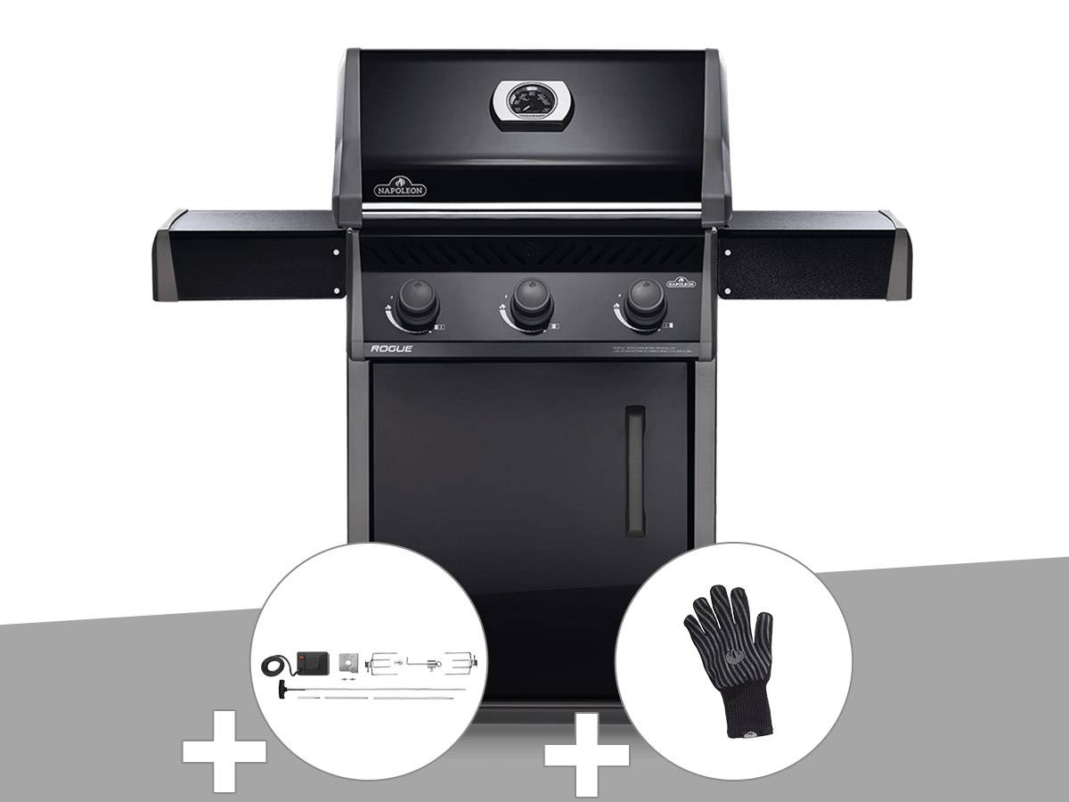 Napoleon - Barbecue à gaz Rogue 425 + Rôtissoire + Gant résistant à la chaleur - Napoleon