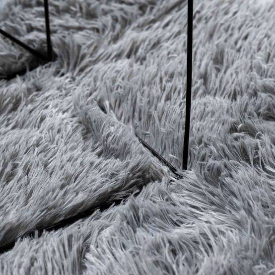 Tapis Rondà Poils Longs en Polyester Design Moderne pour Salon Gris Clair 200x200 cm – ComfortXL Outdoor Living - Image 7