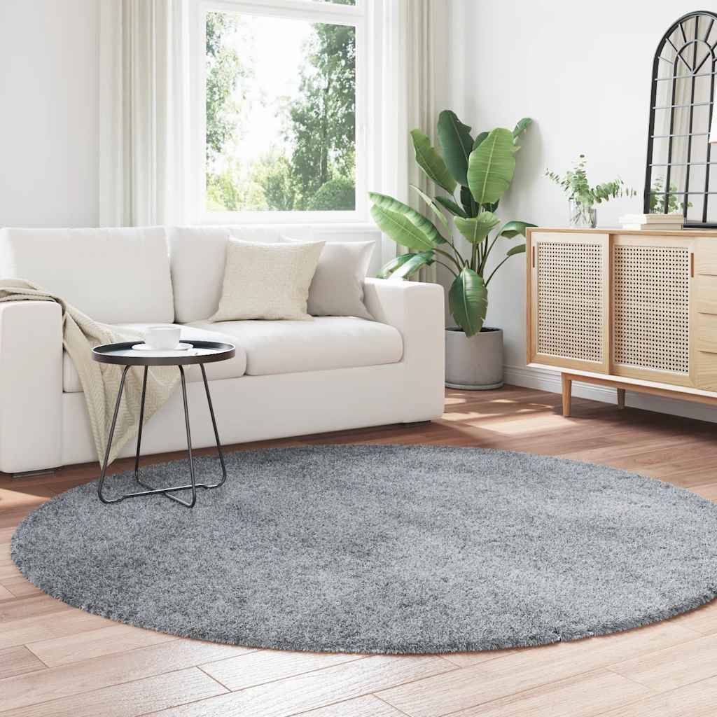 Tapis Rondà Poils Longs en Polyester Design Moderne pour Salon Gris Clair 200x200 cm – ComfortXL Outdoor Living - Image 3