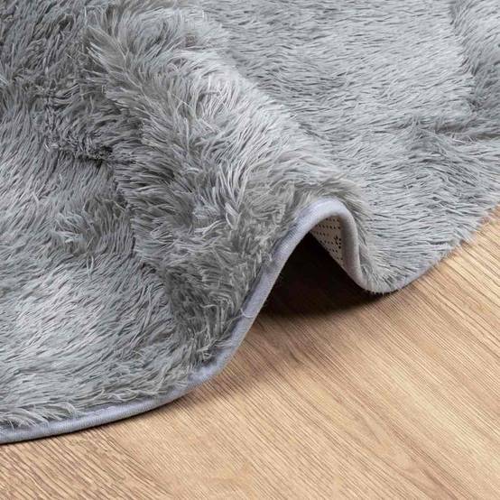 Tapis Rondà Poils Longs en Polyester Design Moderne pour Salon Gris Clair 200x200 cm – ComfortXL Outdoor Living - Image 5