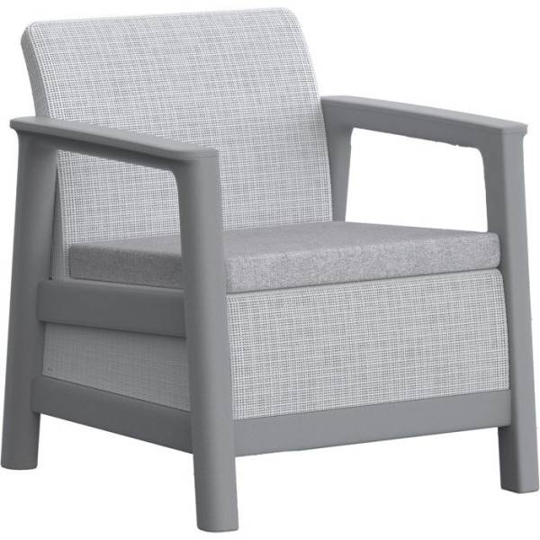 Keter - Salon bas de jardin - Résine - 4 places- Keter - Scandi Linea - Table coffre - Imitation canage gris clair et structure gris pe - Image 3