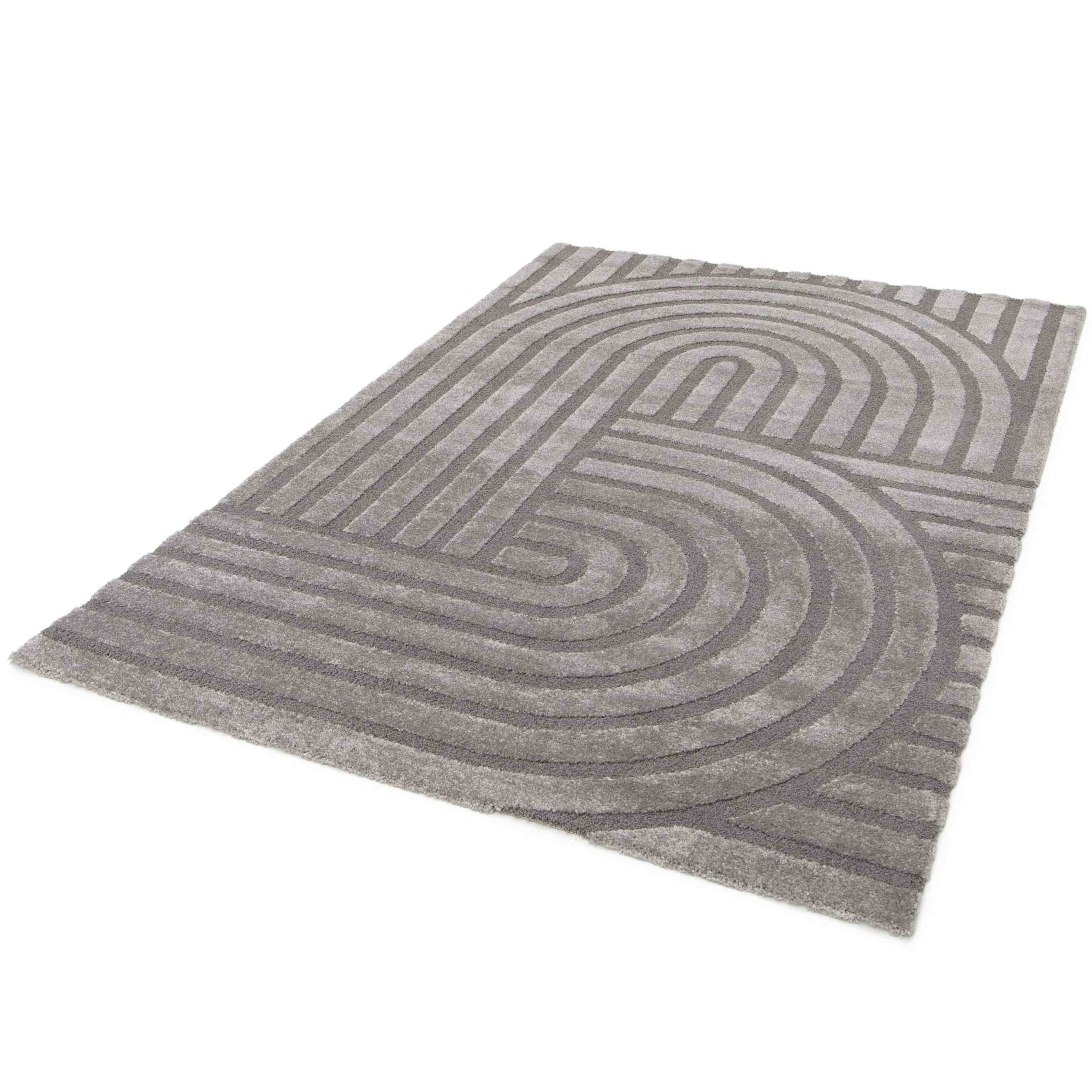 Oviala - Tapis rectangulaire à poils ras motif contemporain gris 160 x 230 cm Arche - Oviala - Imagen 3