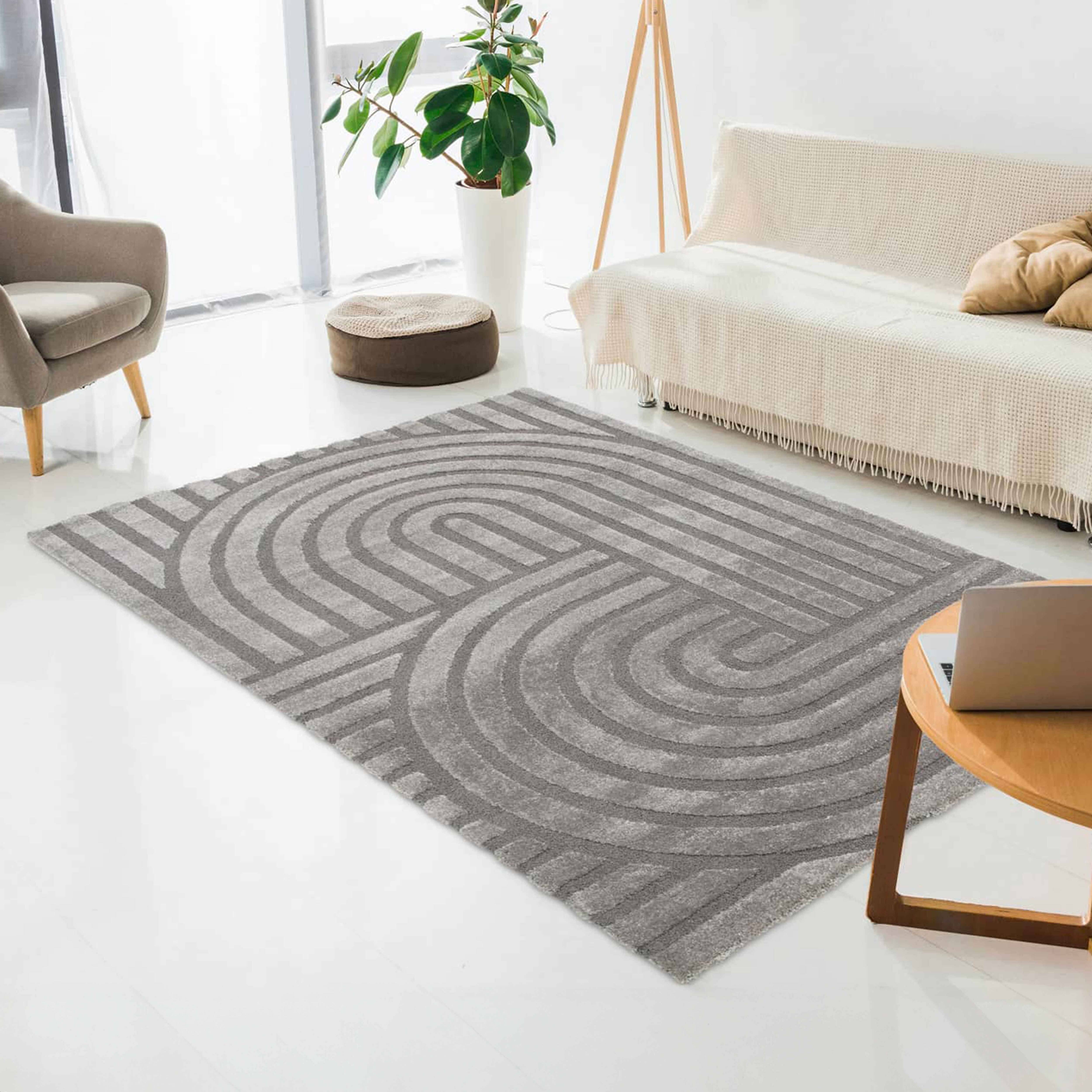 Oviala - Tapis rectangulaire à poils ras motif contemporain gris 160 x 230 cm Arche - Oviala - Imagen 2