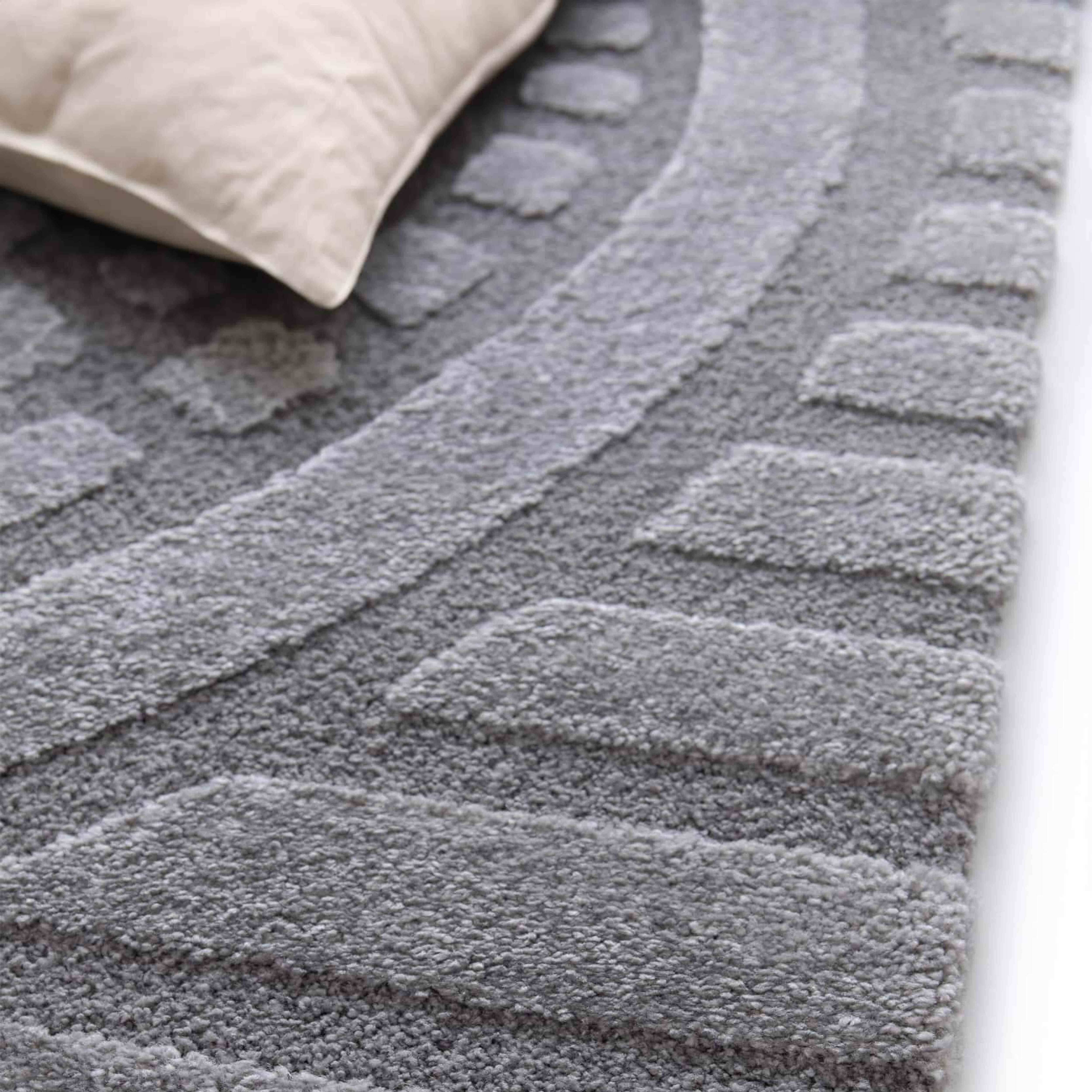 Oviala - Tapis rectangulaire à poils ras motif contemporain gris 160 x 230 cm Arche - Oviala - Imagen 5
