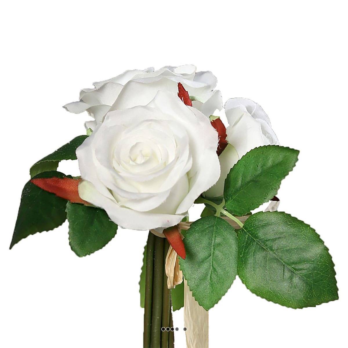 Artificielles - Adorable petit bouquet de fausses roses 3 têtes H 17 cm Blanc neige - couleur: Blanc neige - Imagen 2