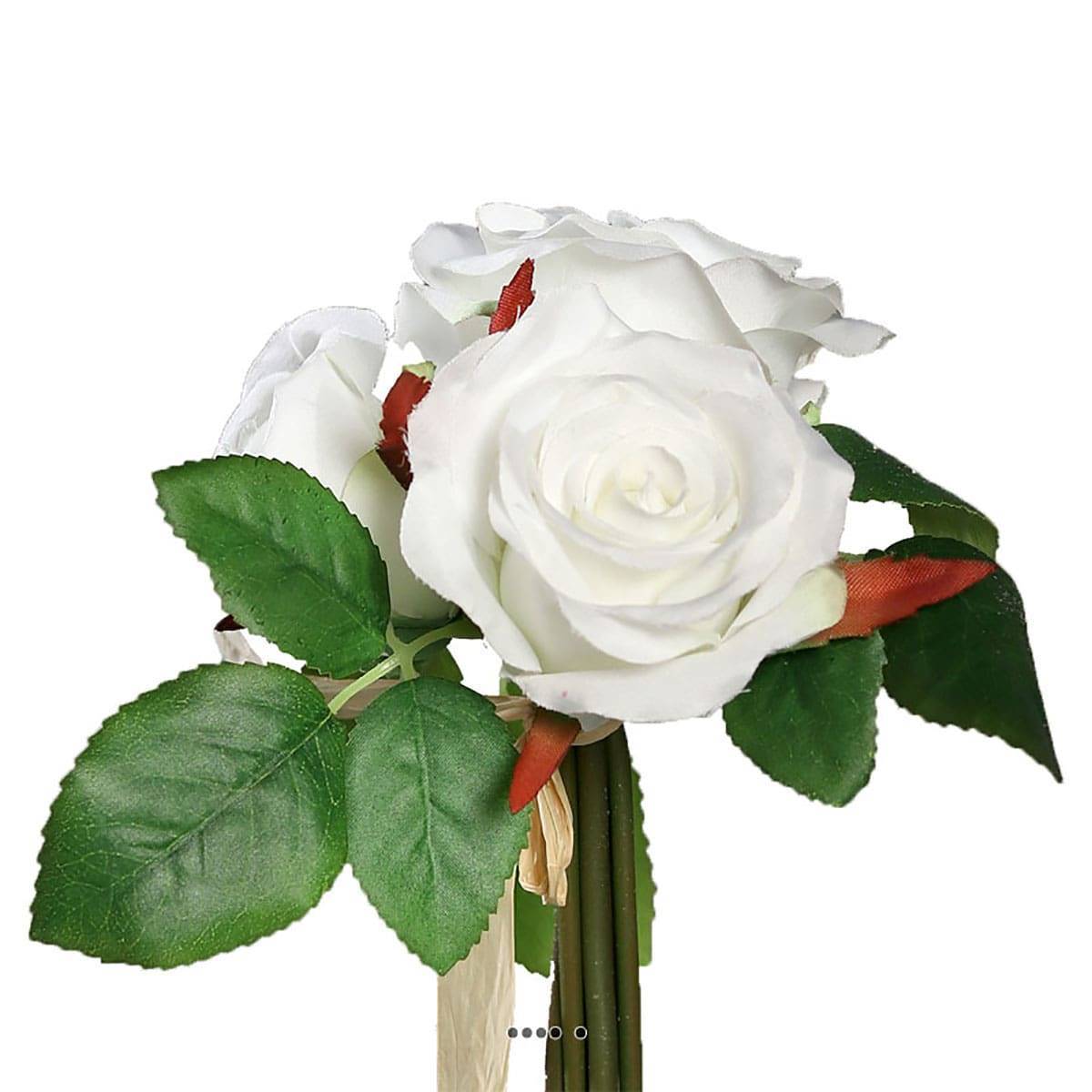 Artificielles - Adorable petit bouquet de fausses roses 3 têtes H 17 cm Blanc neige - couleur: Blanc neige - Imagen 1