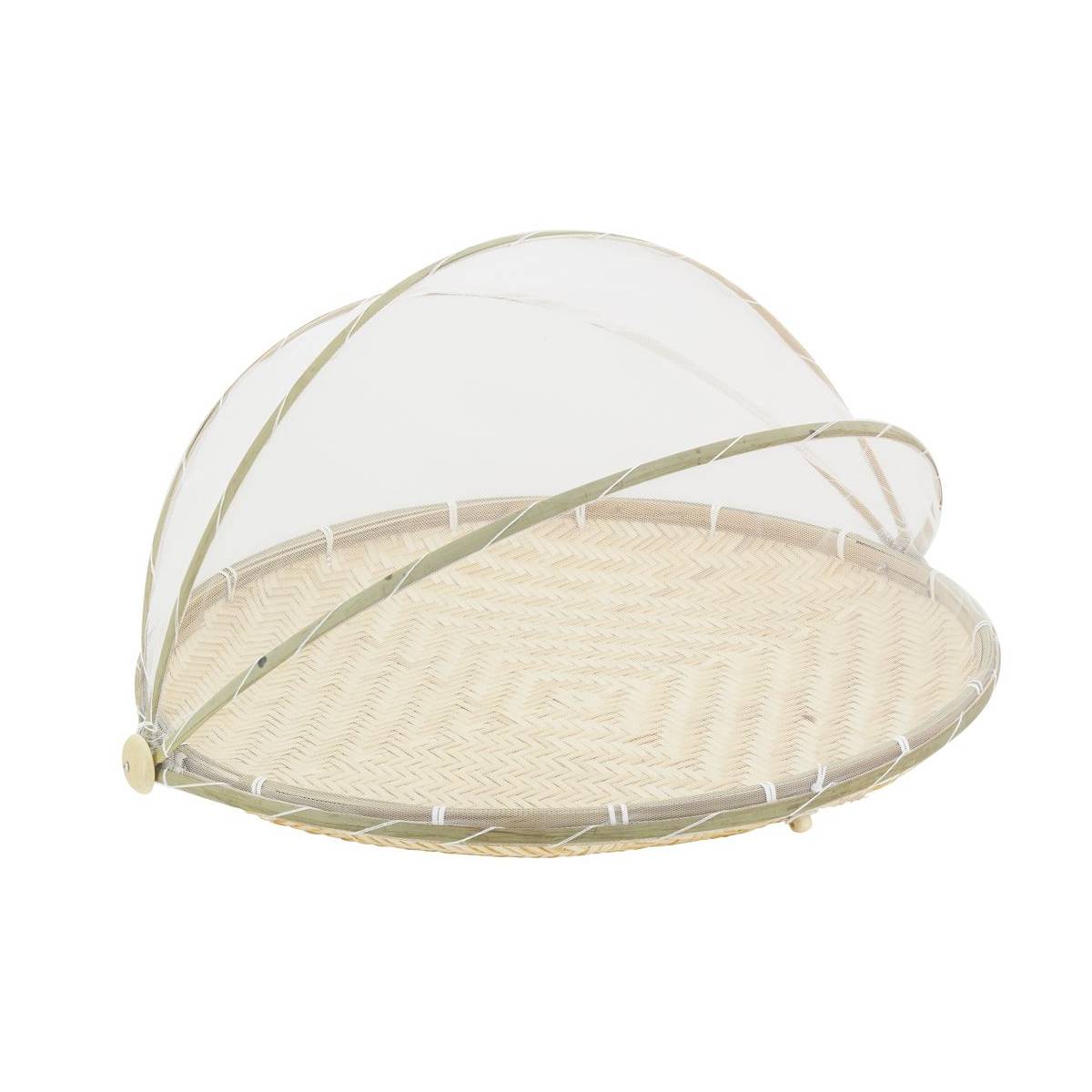 Aubry Gaspard - Plateau rond en bambou avec cloche en filet - Imagen 1