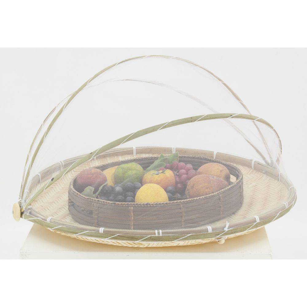 Aubry Gaspard - Plateau rond en bambou avec cloche en filet - Imagen 4