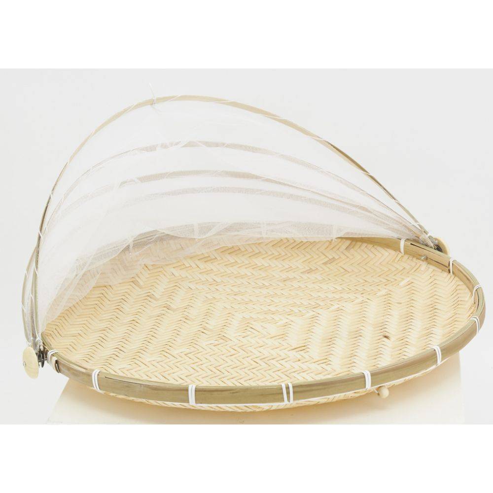 Aubry Gaspard - Plateau rond en bambou avec cloche en filet - Imagen 3
