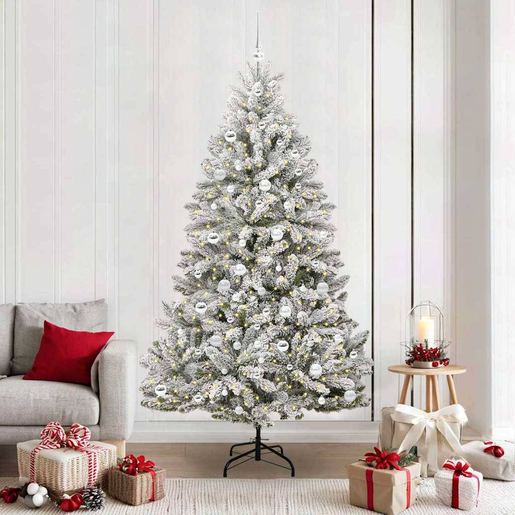 ComfortXL - Kit Grand Sapin de Noël Artificiel 210 cm Effet Neige, 120 Boules et LED – ComfortXL Outdoor Living - Image 1