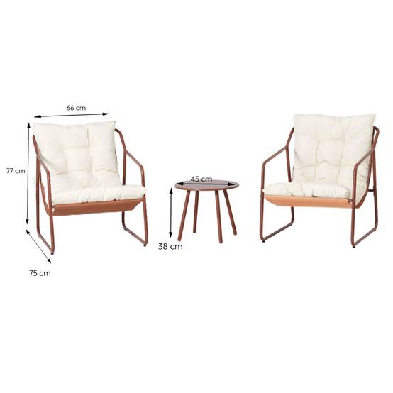 Ensemble de jardin 2 fauteuils terracotta avec table basse ATRANI - Image 3