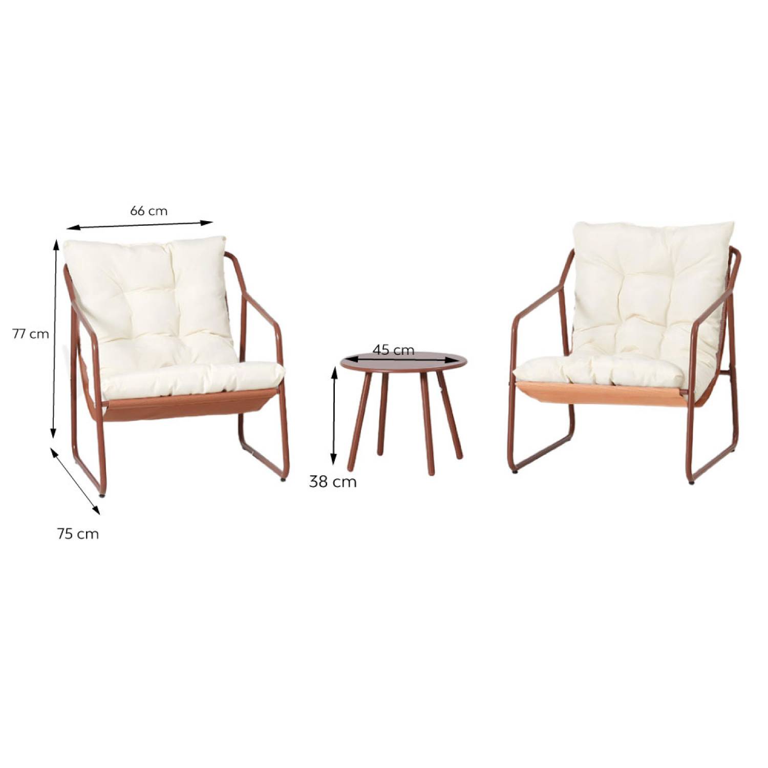 Ensemble de jardin 2 fauteuils terracotta avec table basse ATRANI - Image 3