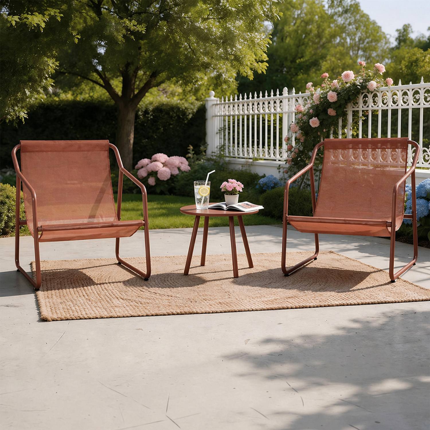Ensemble de jardin 2 fauteuils terracotta avec table basse ATRANI - Image 6