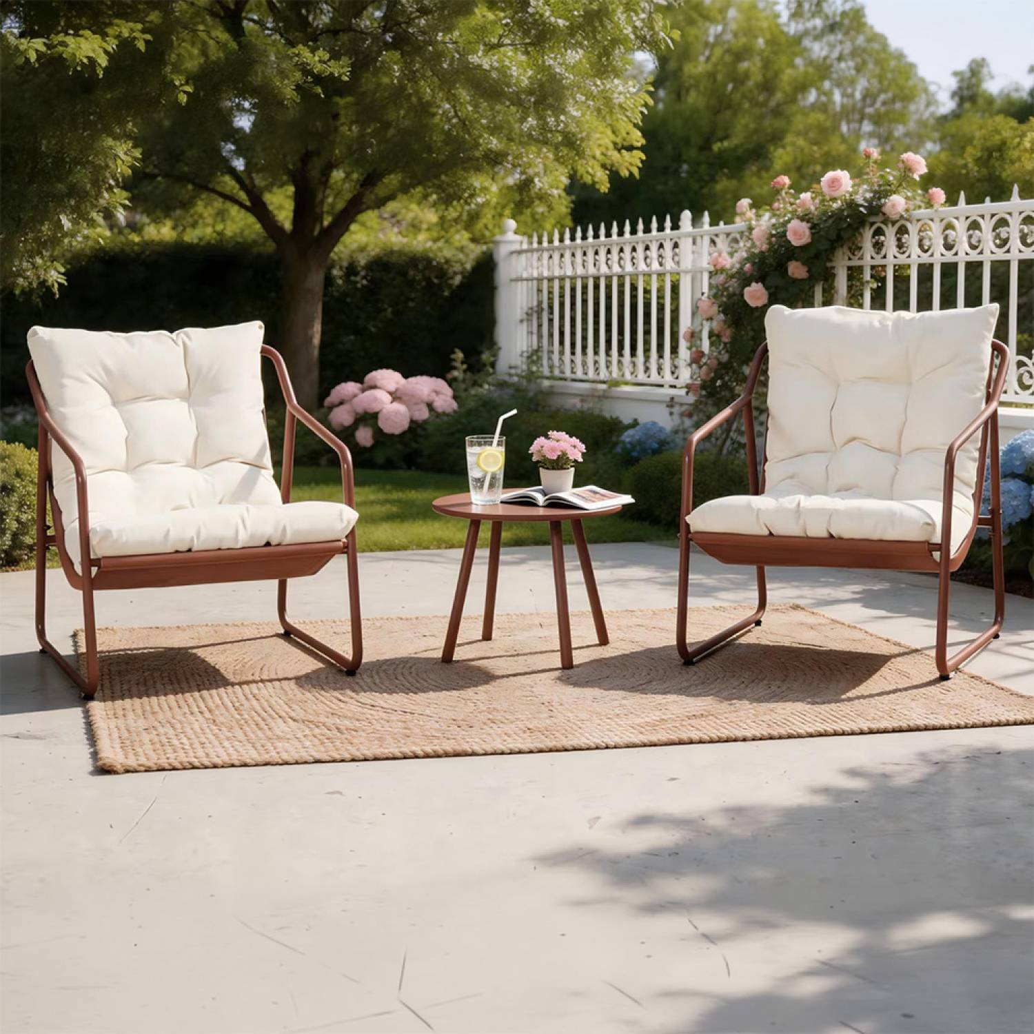 Ensemble de jardin 2 fauteuils terracotta avec table basse ATRANI - Image 4