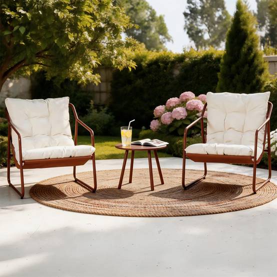 Ensemble de jardin 2 fauteuils terracotta avec table basse ATRANI - Image 5