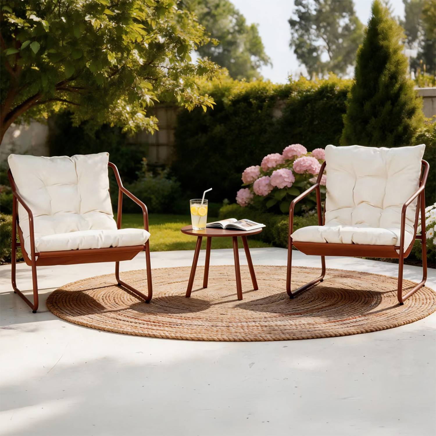 Ensemble de jardin 2 fauteuils terracotta avec table basse ATRANI - Image 5