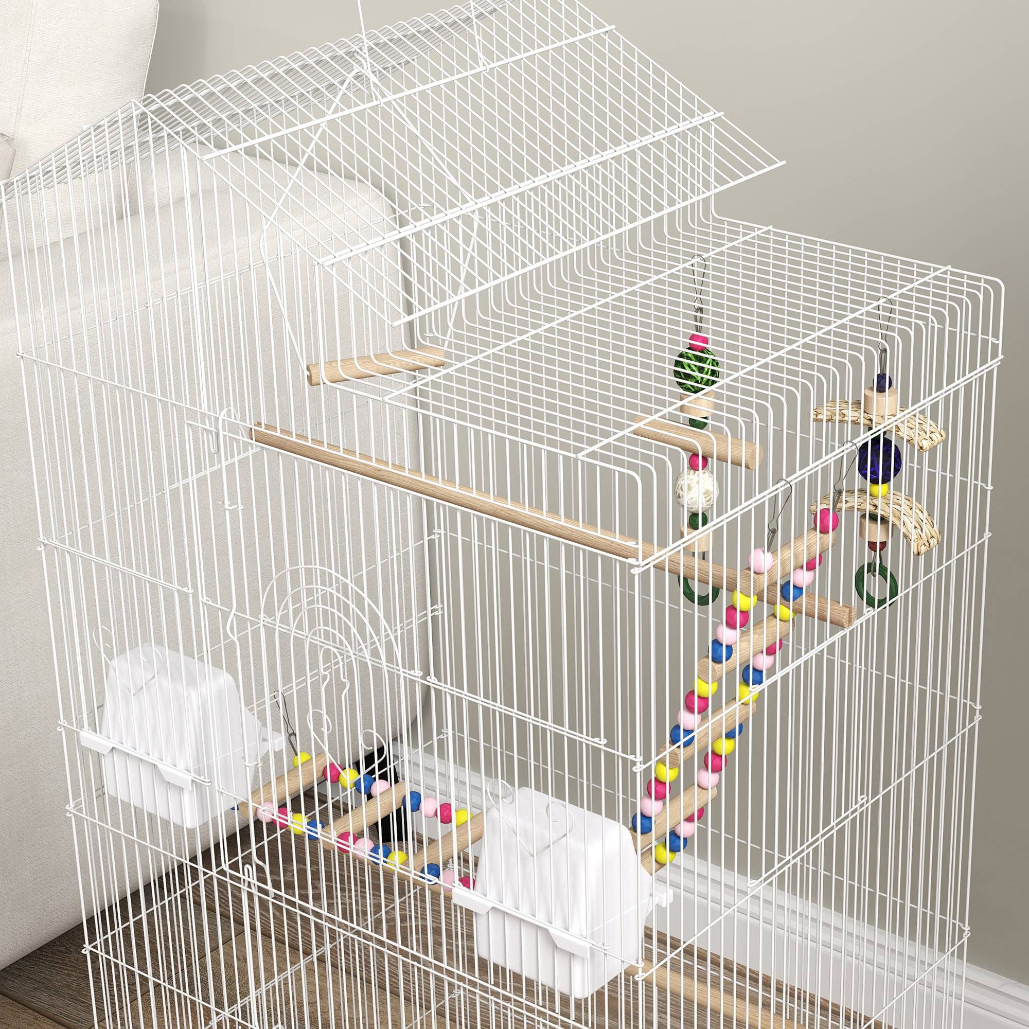 Cage à oiseaux acier noirs 46 x 36 x 100 cm - PANGIVO - Image 10
