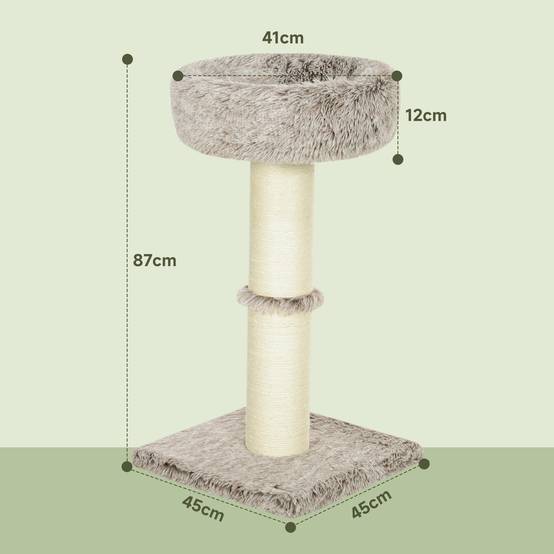 Arbre à chat bois peluche pour intérieur poteau à gratter épais 87cm marron - ComfortXL Outdoor Living - Image 5