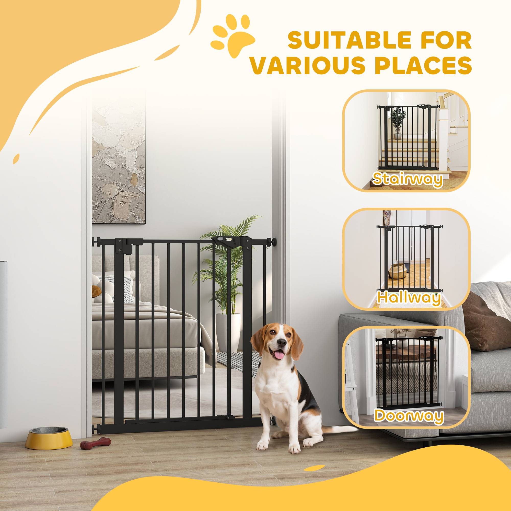 Barrière de porte pour chien, protection animal, métal, plastique, 74-80 cm, noir - Image 10