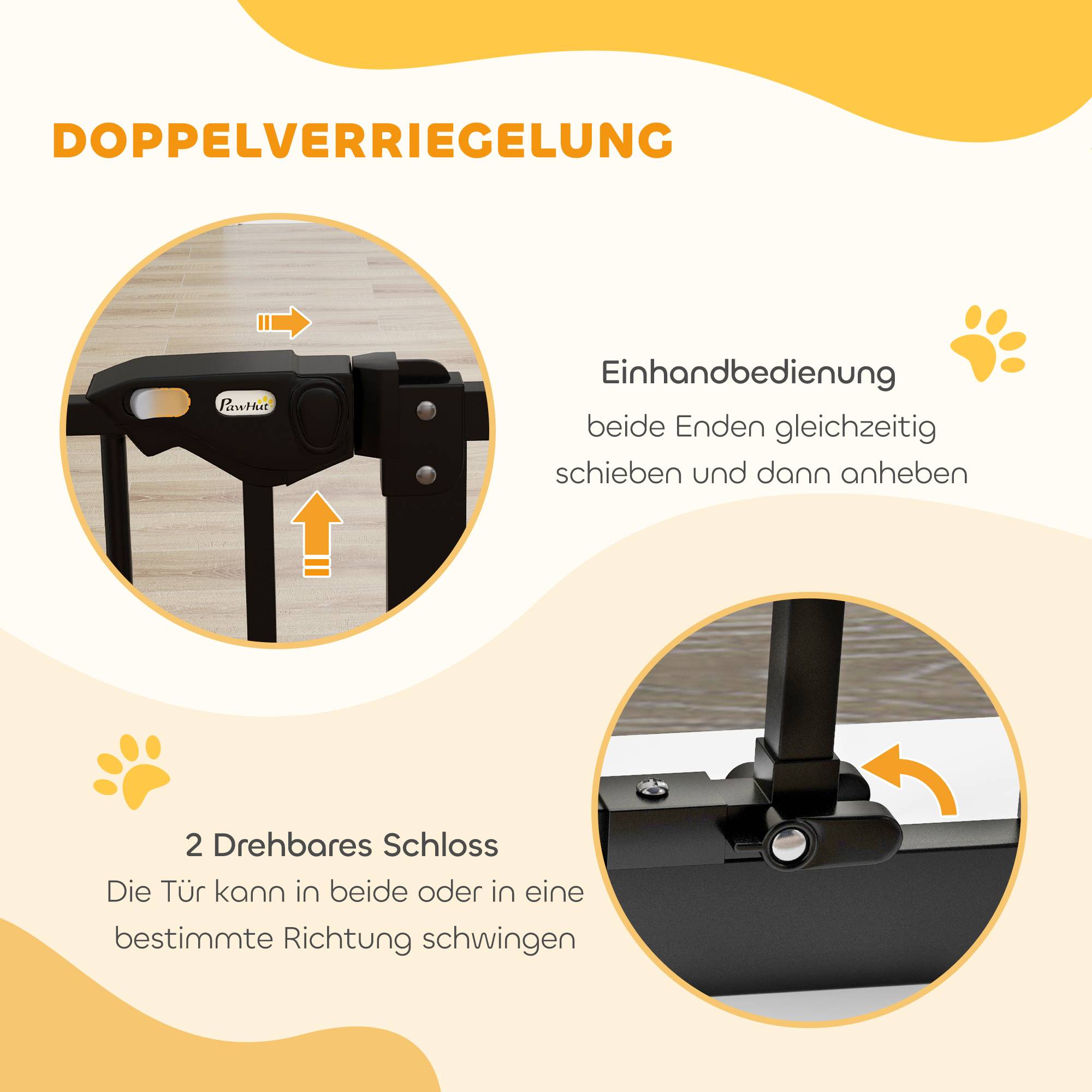 Barrière de porte pour chien, protection animal, métal, plastique, 74-80 cm, noir - Image 6