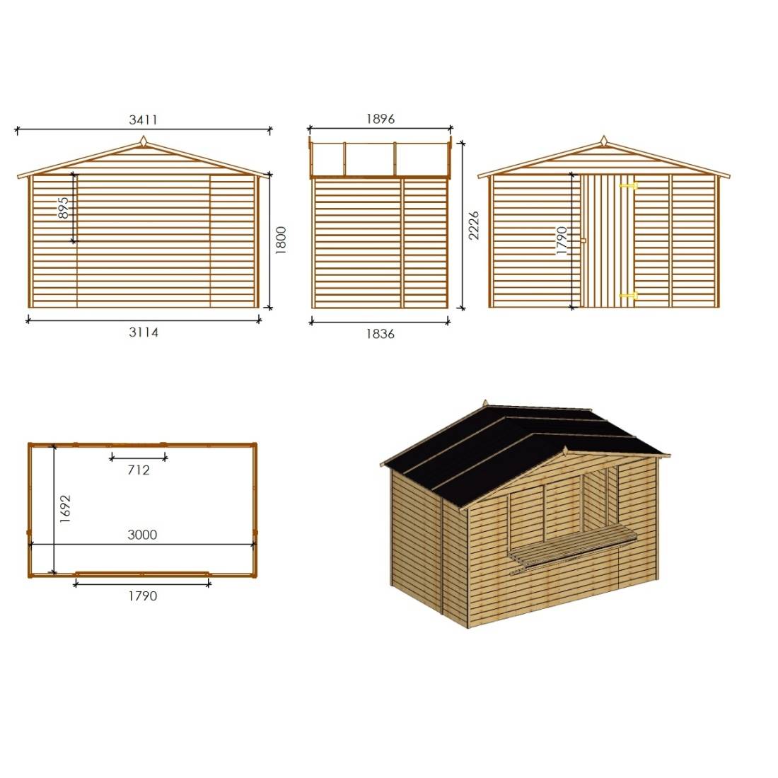 Altanka - Kiosque/ stand de marché/ de vente 5.72 m2 - 3.11x1.84 m - 19 mm - DOM606 - ALTANKA - Imagen 4