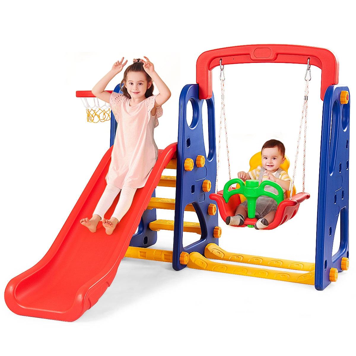 Helloshop26 - Toboggan enfants aire de jeux 3 en 1 avec balançoire portique panier de basketball escalade - Imagen 1