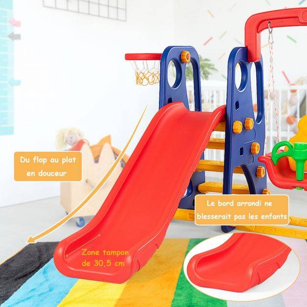 Helloshop26 - Toboggan enfants aire de jeux 3 en 1 avec balançoire portique panier de basketball escalade - Imagen 4