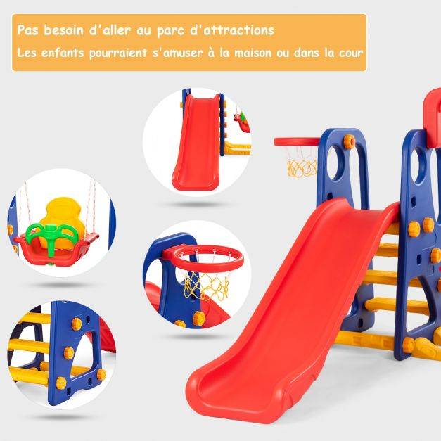 Helloshop26 - Toboggan enfants aire de jeux 3 en 1 avec balançoire portique panier de basketball escalade - Imagen 2