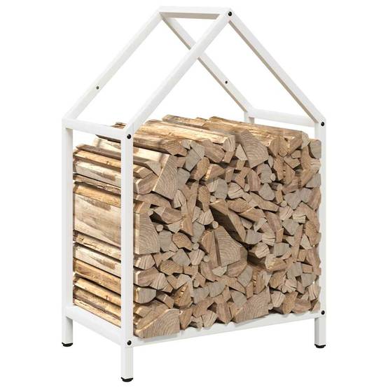 Porte-bûches en acier pour cheminée intérieure Blanc 40x25x60 cm – ComfortXL Outdoor Living - Image 4