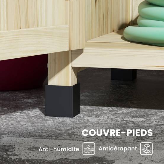 Table de rempotage table de jardinage placard et étagères et plateau patins antidérapants 90,5x41x124,5cm bois naturel - Image 8