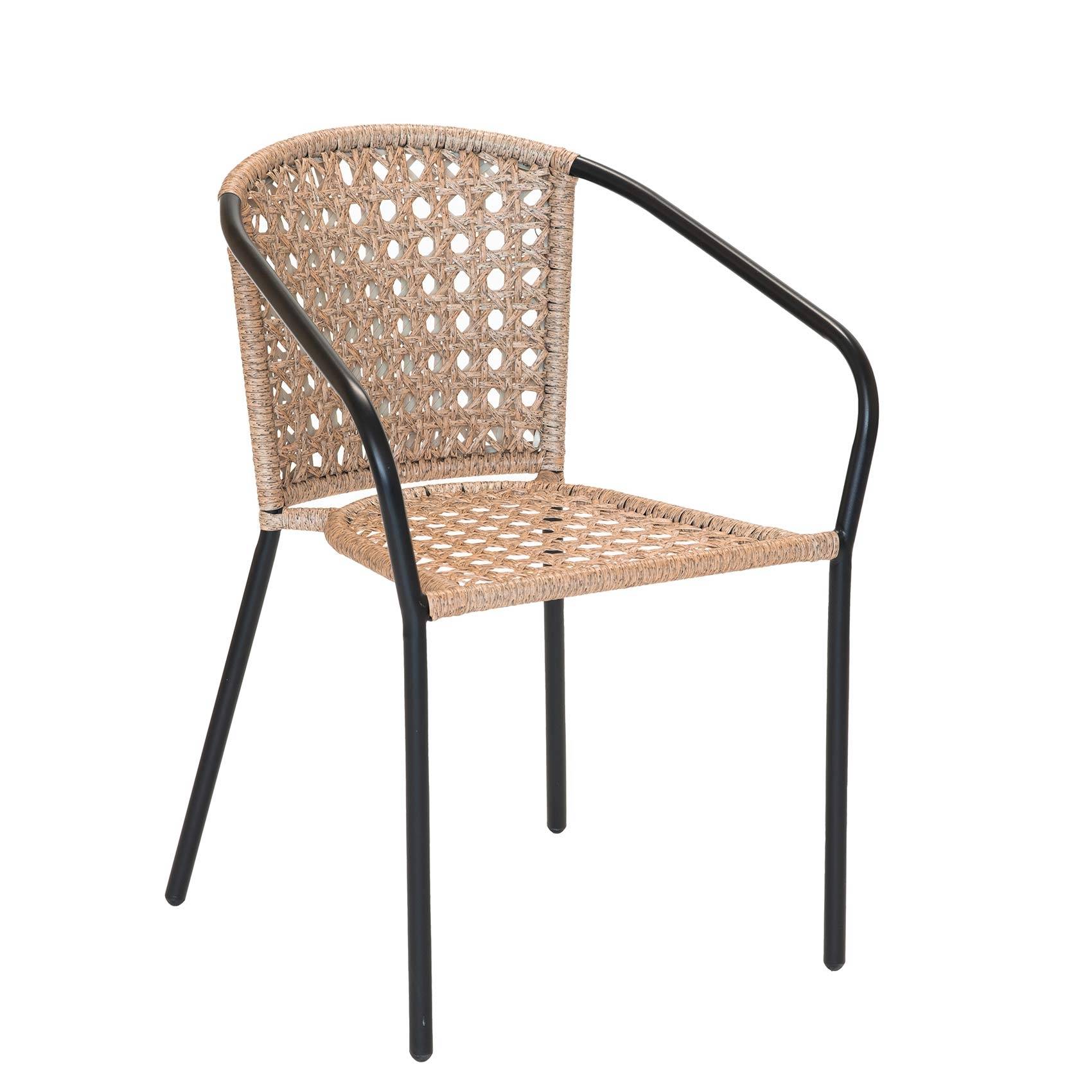 Fauteuil en résine tressée façon cannage - JARDILINE - Métal/Résine - Noir - Imagen 1