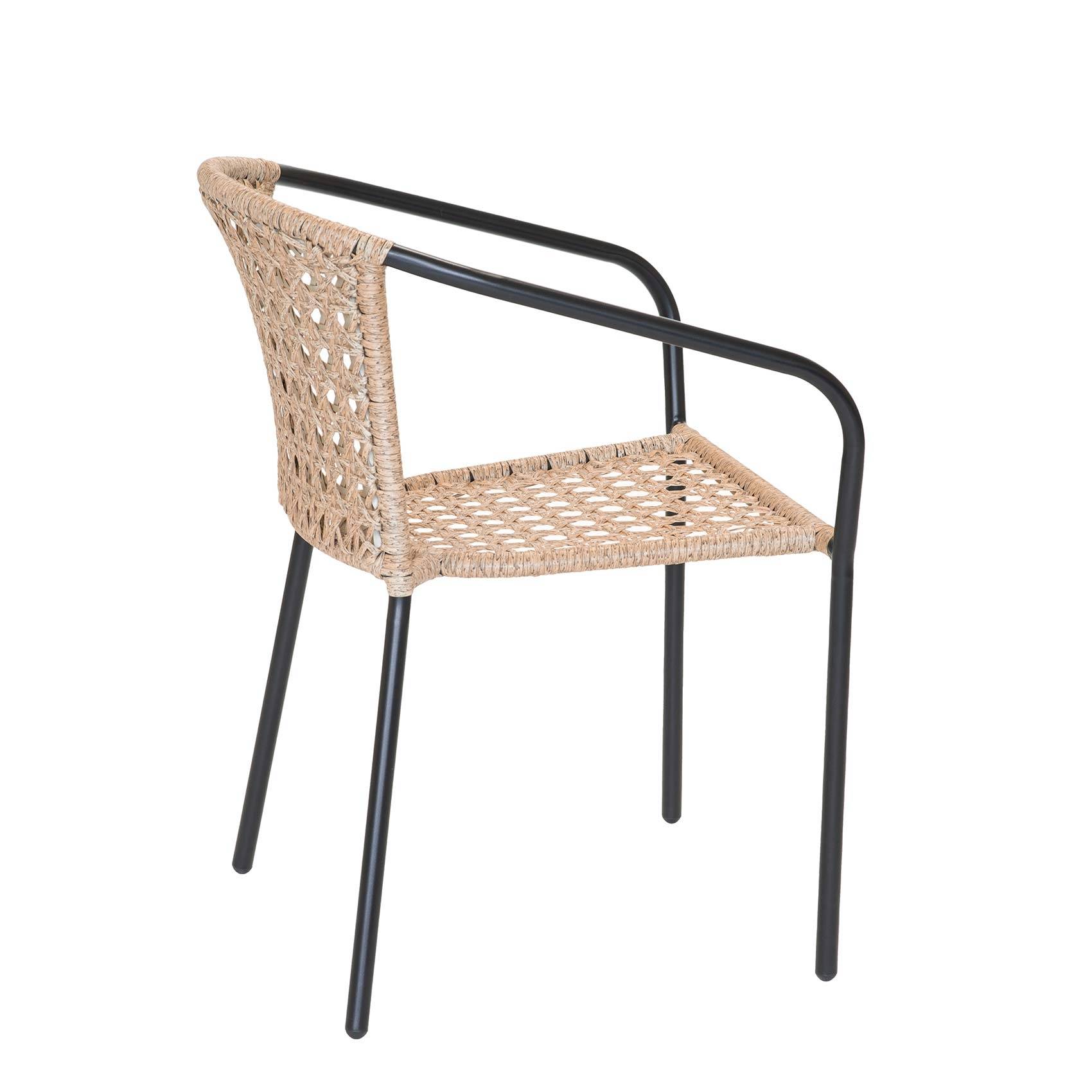 Fauteuil en résine tressée façon cannage - JARDILINE - Métal/Résine - Noir - Imagen 2