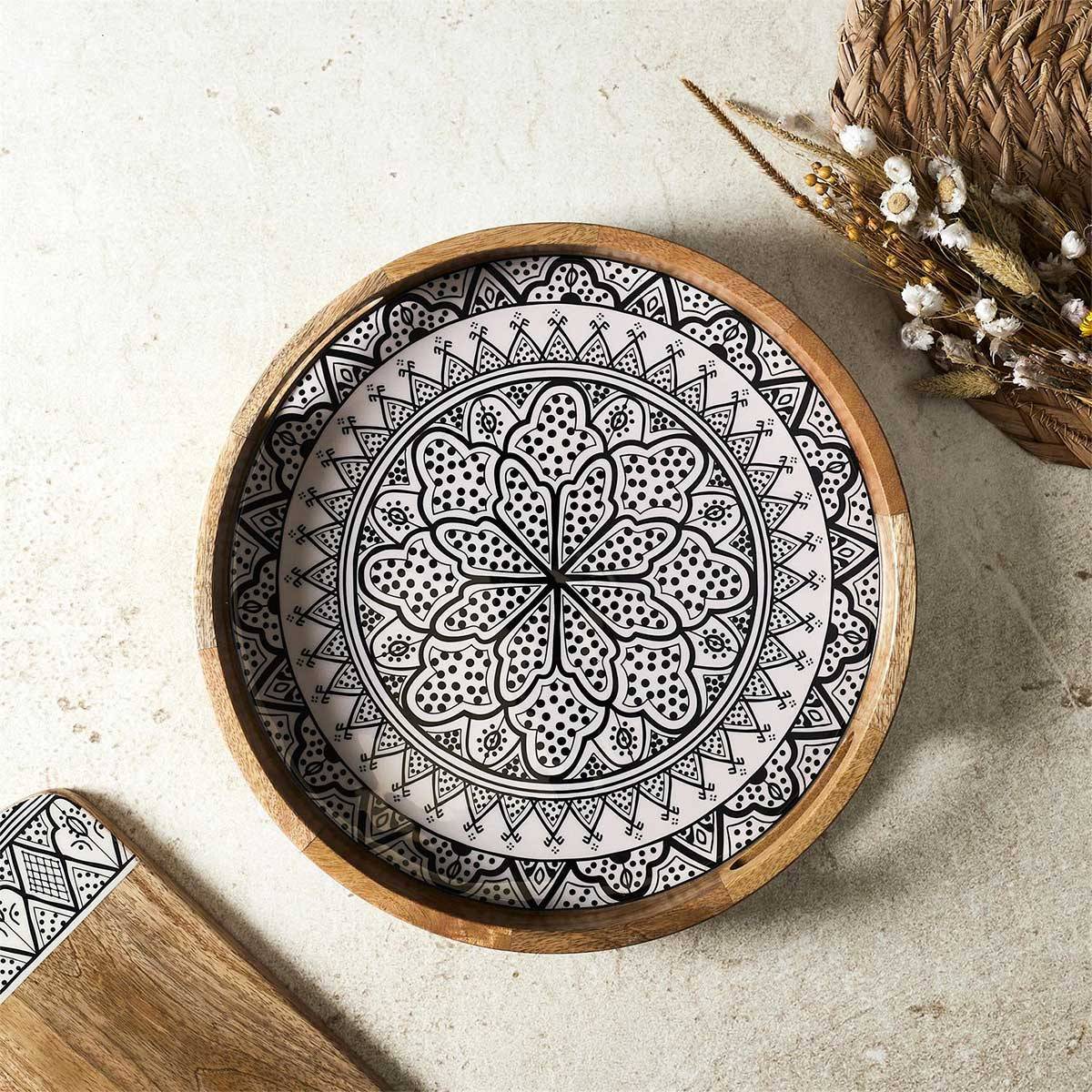 The Home Deco Factory - Plateau de Service en Bois "Dune" 35cm Noir - Image 5