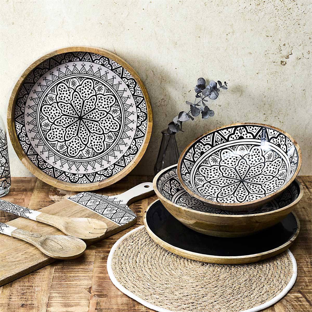 The Home Deco Factory - Plateau de Service en Bois "Dune" 35cm Noir - Image 9
