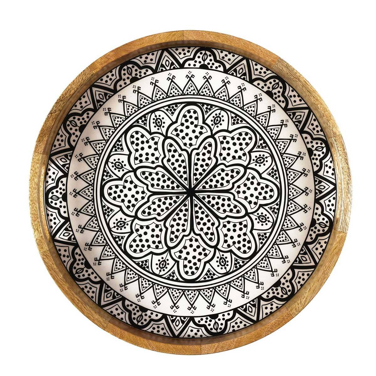 The Home Deco Factory - Plateau de Service en Bois "Dune" 35cm Noir - Image 2