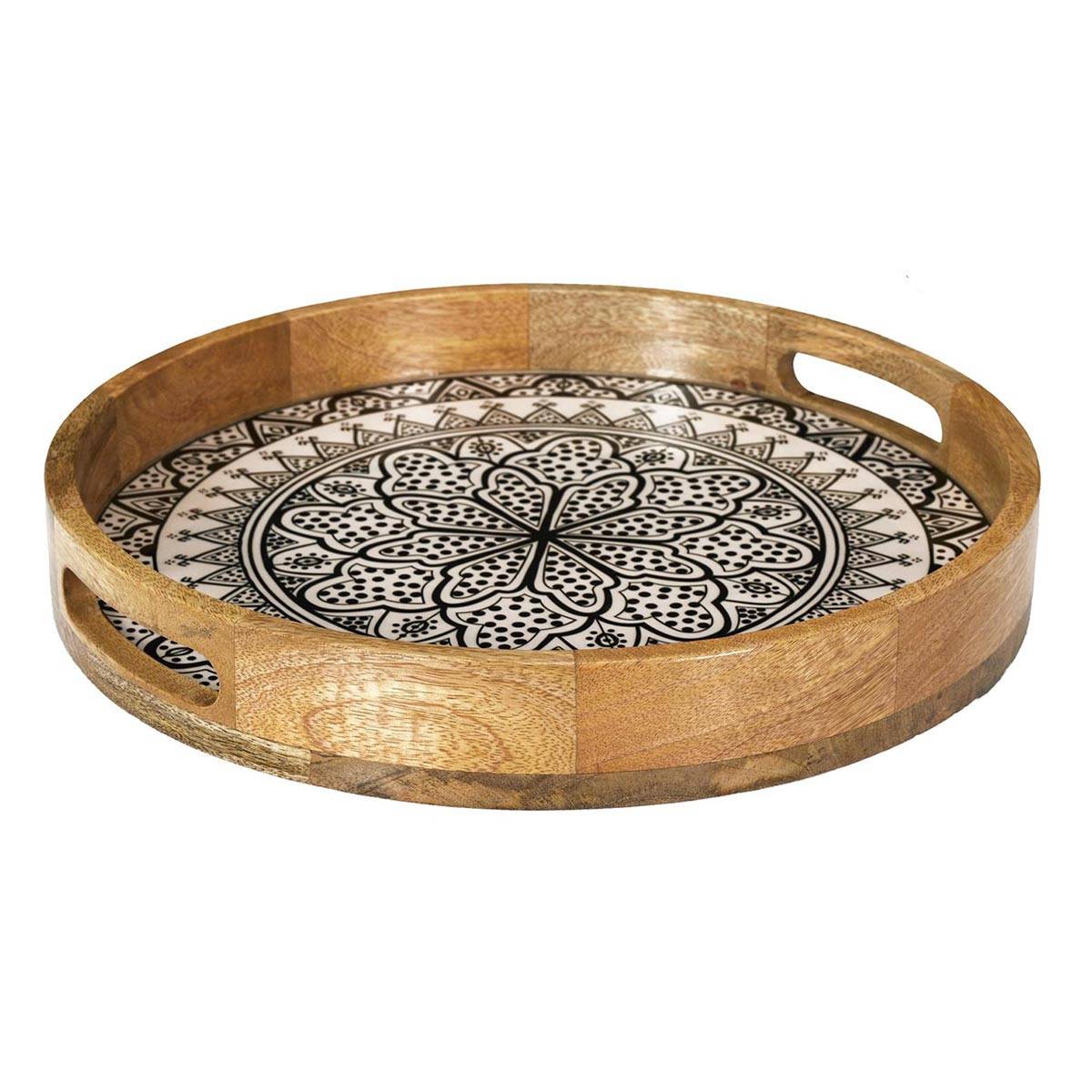 The Home Deco Factory - Plateau de Service en Bois "Dune" 35cm Noir - Image 1